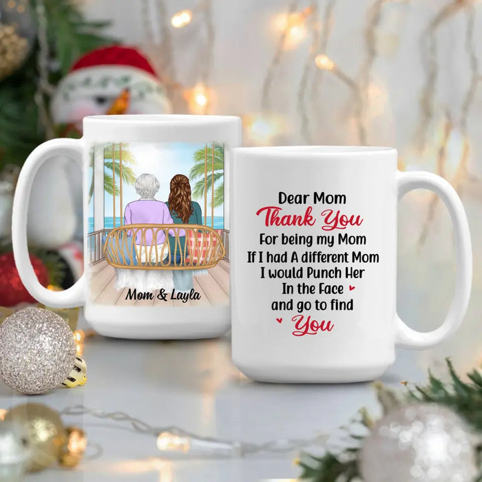 Thank You For Being My Mom Sitting On Swing - Personalized Mug For Mom, Mother's Day