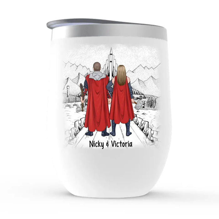 I Love You To Asgard And Back - Personalized Gifts Custom Norse Mythology Wine Tumbler For Him, Her, For Couples