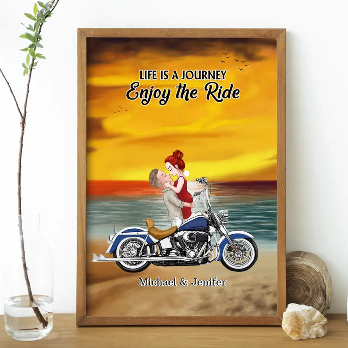 Life Is A Journey Enjoy The Ride - Personalized Gifts Custom Poster For Biker Couples, Motorcycle Lovers