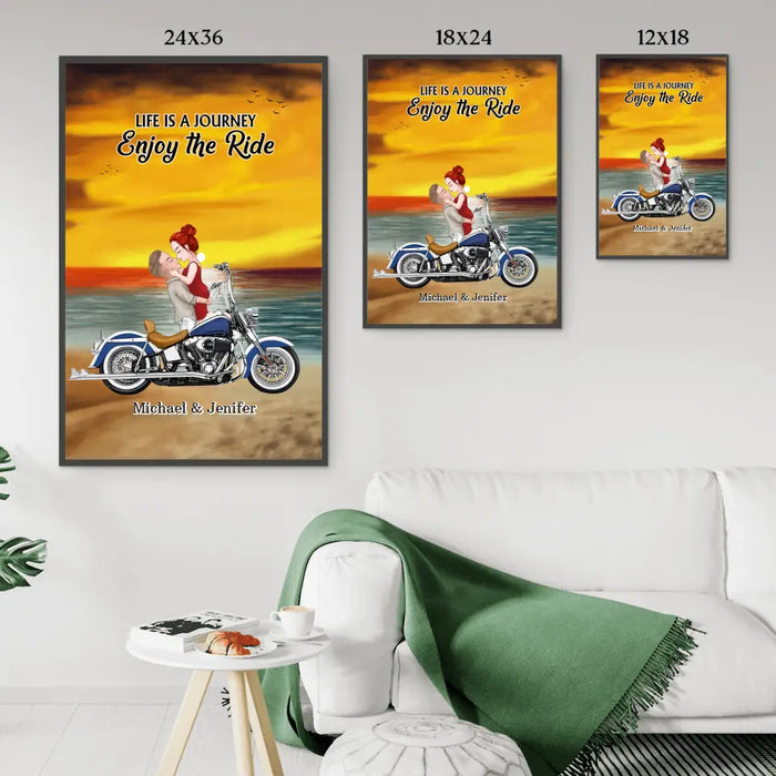 Life Is A Journey Enjoy The Ride - Personalized Gifts Custom Poster For Biker Couples, Motorcycle Lovers