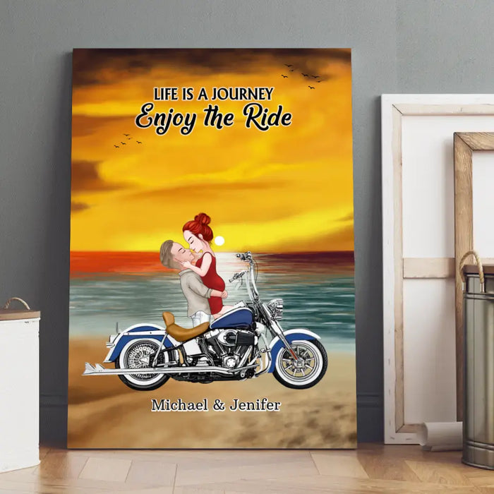 Life Is A Journey Enjoy The Ride - Personalized Gifts Custom Canvas For Biker Couples, Motorcycle Lovers