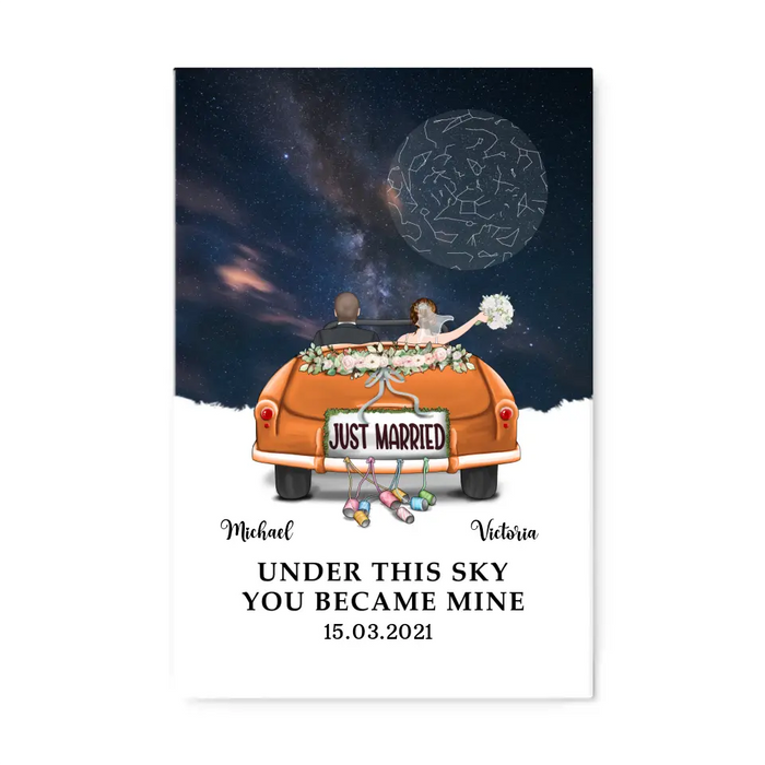 Under This Sky You Became Mine - Personalized Gifts Custom Canvas For Couples, Star Map Print, Wedding Anniversary Gift