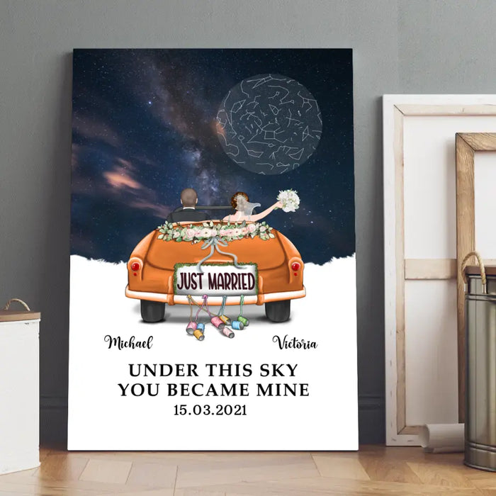 Under This Sky You Became Mine - Personalized Gifts Custom Canvas For Couples, Star Map Print, Wedding Anniversary Gift