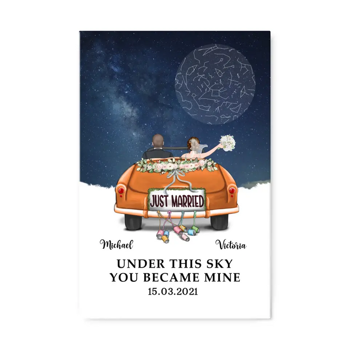 Under This Sky You Became Mine - Personalized Gifts Custom Canvas For Couples, Star Map Print, Wedding Anniversary Gift