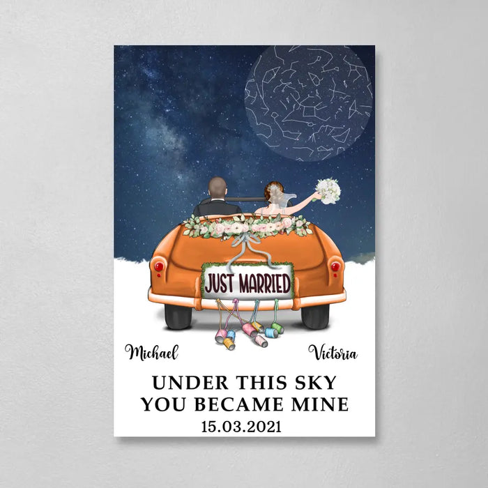 Under This Sky You Became Mine - Personalized Gifts Custom Canvas For Couples, Star Map Print, Wedding Anniversary Gift