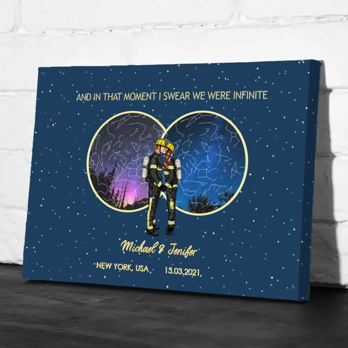 And In That Moment I Swear We Were Infinite - Personalized Gifts Custom Constellation Star Map Canvas for Couples, Anniversary Gift