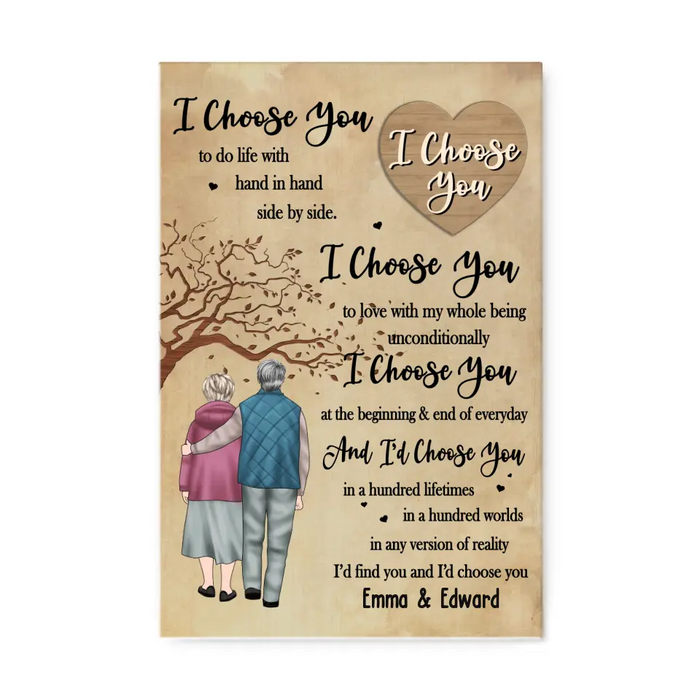 I Choose You To Do Life With Hand In Hand Side By Side - Personalized Gifts Custom Canvas For Old Couples