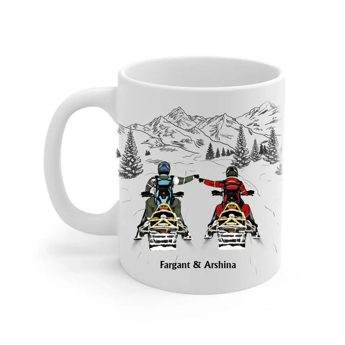 The Best Memories Are Made On The Sled - Personalized Gifts Custom Mug For Couples, Friends, Snowmobiling Lovers