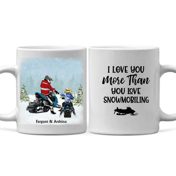 Riding Partners For Life - Personalized Gifts Custom Mom Dad with Kid Mug For Snowmobiling Lovers