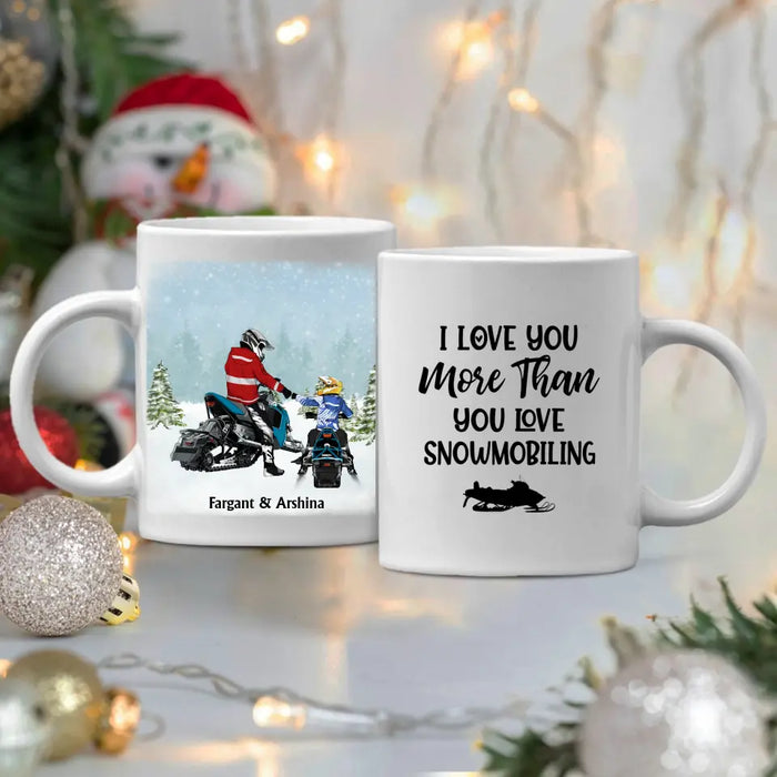 Riding Partners For Life - Personalized Gifts Custom Mom Dad with Kid Mug For Snowmobiling Lovers