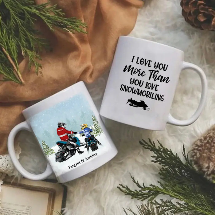 Riding Partners For Life - Personalized Gifts Custom Mom Dad with Kid Mug For Snowmobiling Lovers