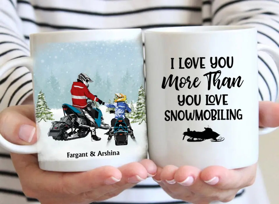 Riding Partners For Life - Personalized Gifts Custom Mom Dad with Kid Mug For Snowmobiling Lovers