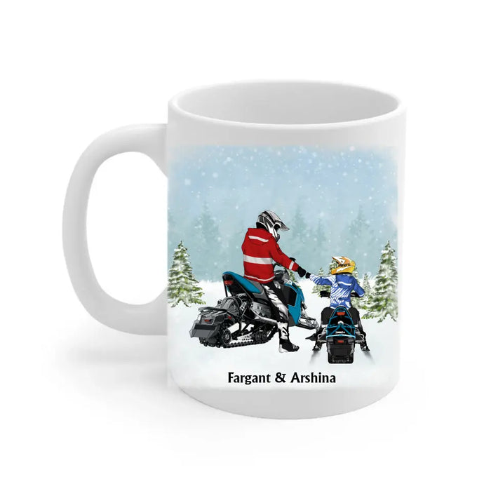 Riding Partners For Life - Personalized Gifts Custom Mom Dad with Kid Mug For Snowmobiling Lovers