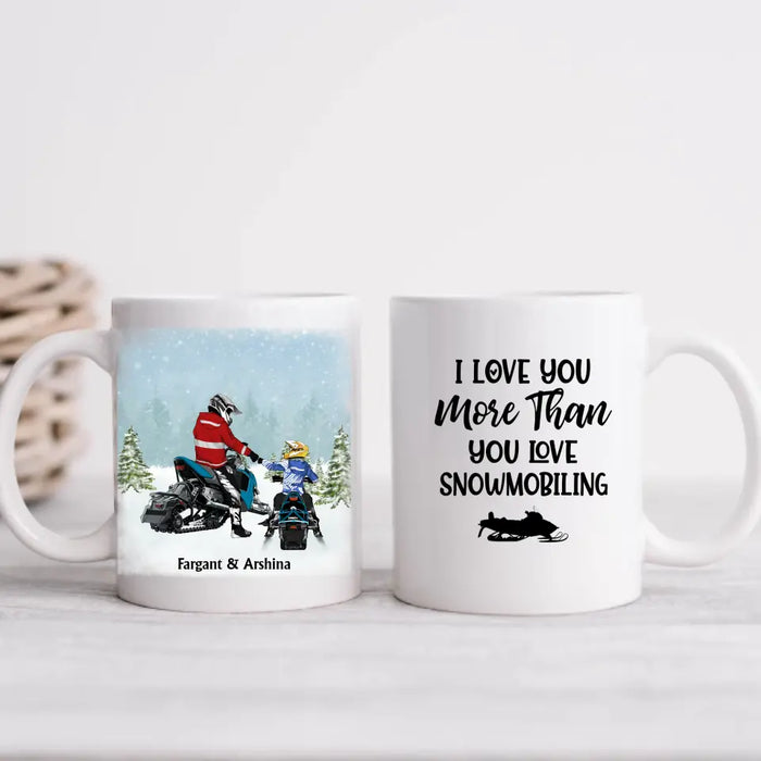 Riding Partners For Life - Personalized Gifts Custom Mom Dad with Kid Mug For Snowmobiling Lovers