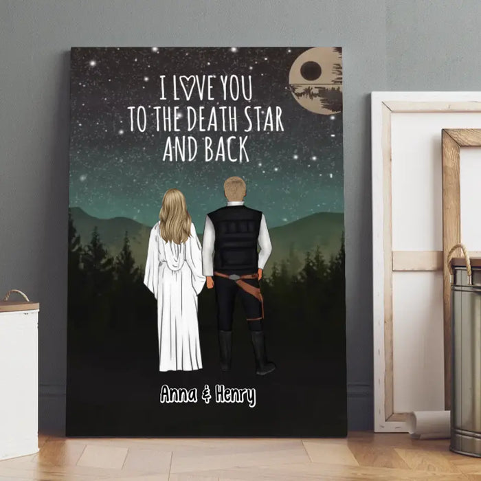 I Love You To The Death Star And Back - Personalized Canvas For Couple, Anniversary Valentines Day Gift