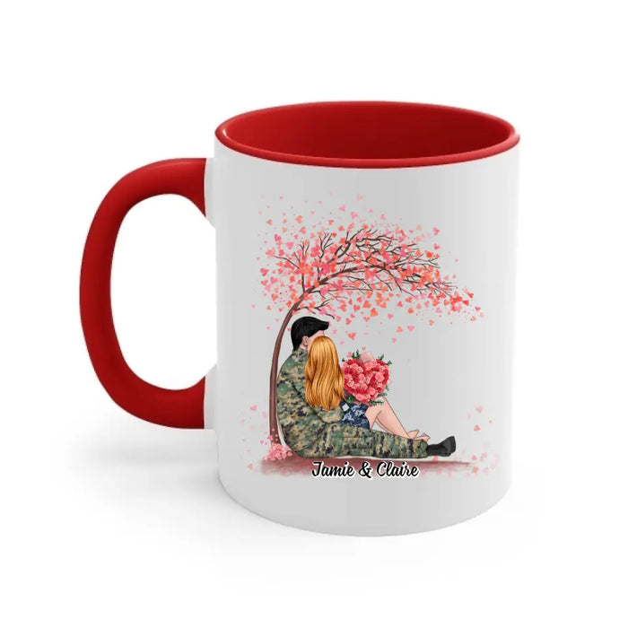 A True Love Story Never Ends - Personalized Valentine Gifts Custom Mug, For Him Her, For Military Couples