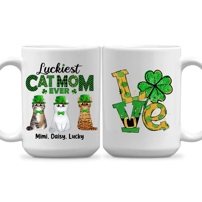 Luckiest Cat Mom Ever - Personalized Mug For Cat Mom, St. Patrick's Day