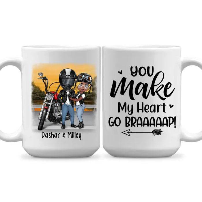 Motorcycle Couple Hugging, Riding Partners - Personalized Mug For Motorcycle Lovers, Bikers