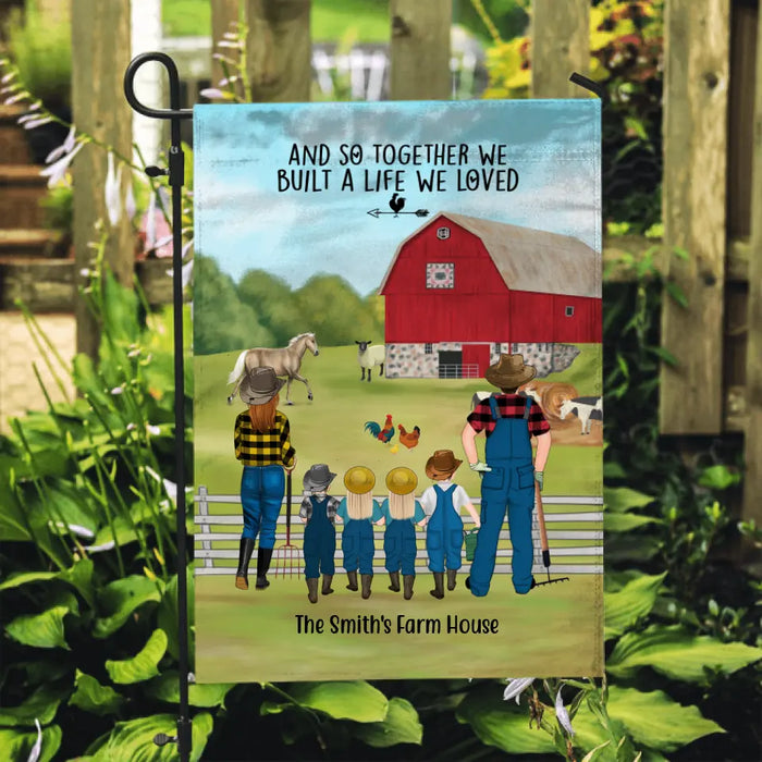 Personalized Garden Flag, Farming Family With Kids - Up To 4 Kids, Gift For Farmers