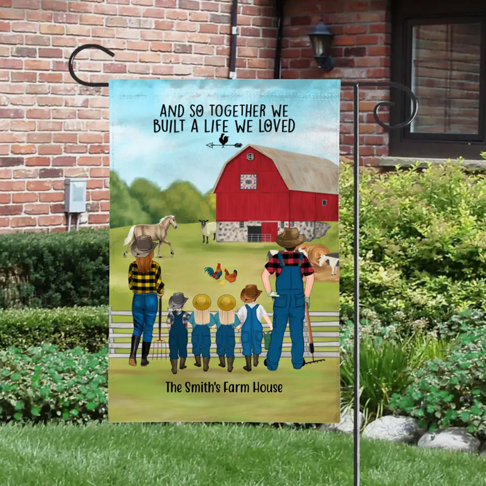 Personalized Garden Flag, Farming Family With Kids - Up To 4 Kids, Gift For Farmers