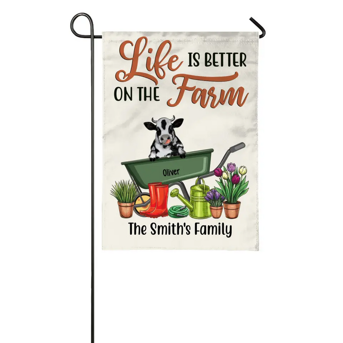 Personalized Garden Flag, Life Is Better On The Farm, Gifts For Cow Lovers, Pig Lovers