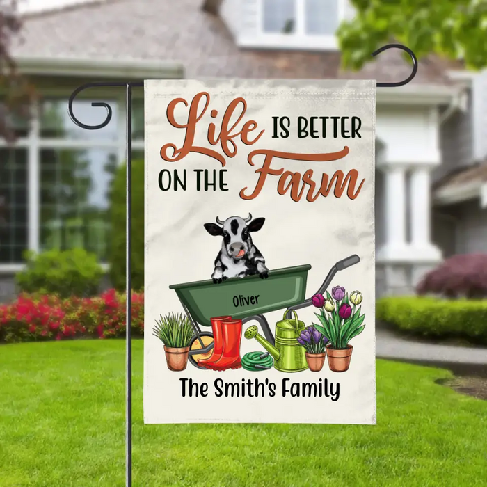 Personalized Garden Flag, Life Is Better On The Farm, Gifts For Cow Lovers, Pig Lovers