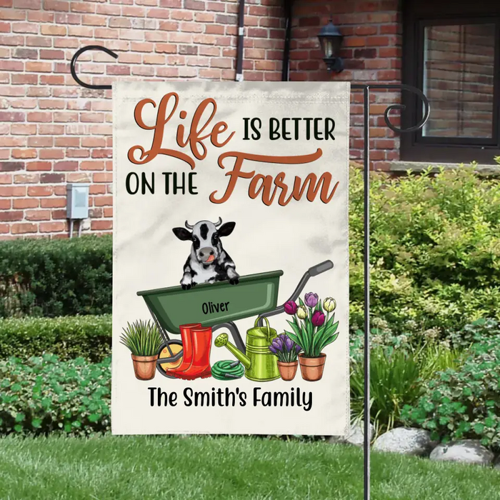 Personalized Garden Flag, Life Is Better On The Farm, Gifts For Cow Lovers, Pig Lovers