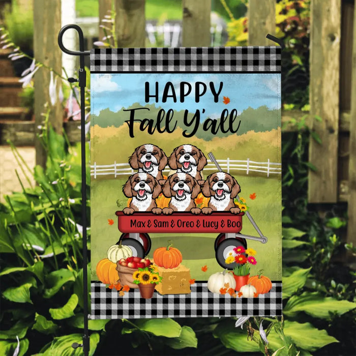 Personalized Garden Flag, Pumpkin Harvest with Dogs, Gift for Famers, Family