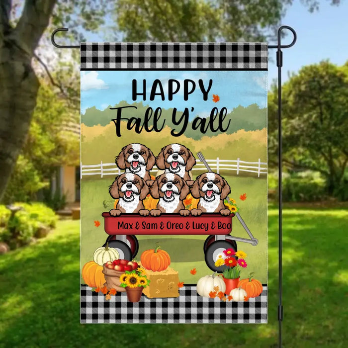 Personalized Garden Flag, Pumpkin Harvest with Dogs, Gift for Famers, Family