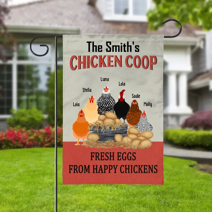 Personalized Garden Flag, Fresh Eggs From Happy Chickens, Gifts For Chicken Lovers