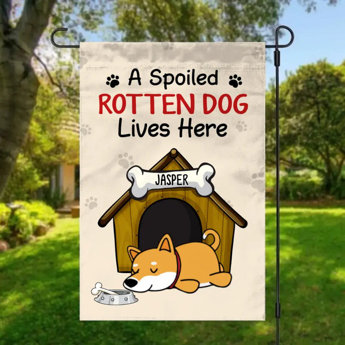 Personalized Garden Flag, A Spoiled Rotten Dog Lives Here, Gifts For Dog Lovers
