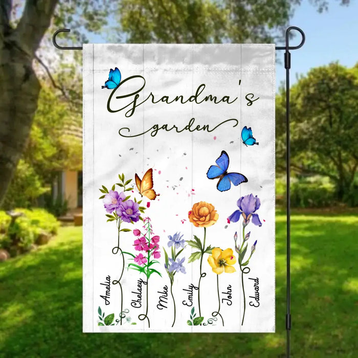 Butterflies Grandma's Garden - Personalized Gifts for Custom Garden Flag for Grandma, Nana, Gardeners