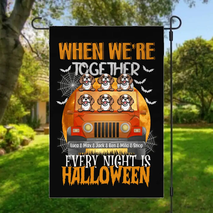 Personalized Garden Flag, Up To 6 Pets, Every Night Is Halloween, Halloween Gift, Gift For Dog Mom, Gift For Cat Mom, Gift For Dog Lovers