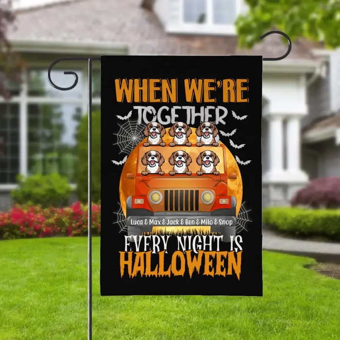 Personalized Garden Flag, Up To 6 Pets, Every Night Is Halloween, Halloween Gift, Gift For Dog Mom, Gift For Cat Mom, Gift For Dog Lovers