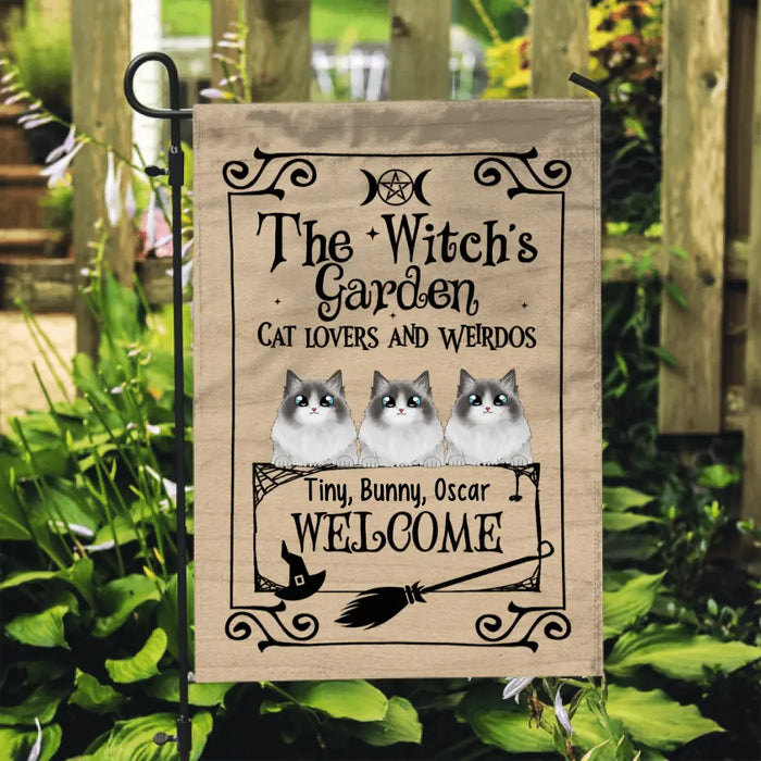 Personalized Garden Flag, The Witch's Garden Cat Lovers And Weirdos, Gifts For Halloween Cat Lovers