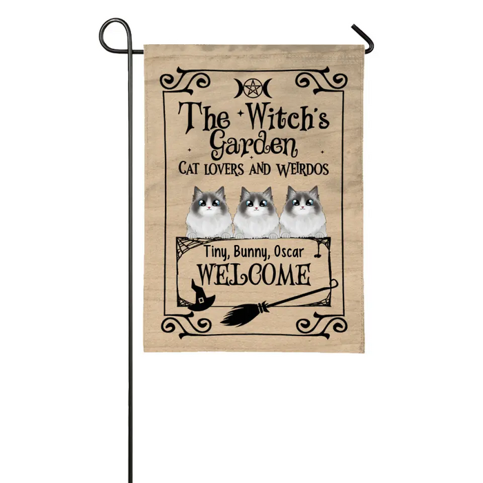 Personalized Garden Flag, The Witch's Garden Cat Lovers And Weirdos, Gifts For Halloween Cat Lovers