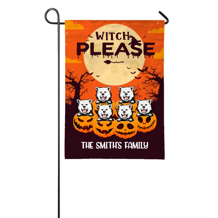 Personalized Garden Flag, Witch Please, Up To 6 Pets, Halloween Gift For Dog Lovers , Cat Lovers