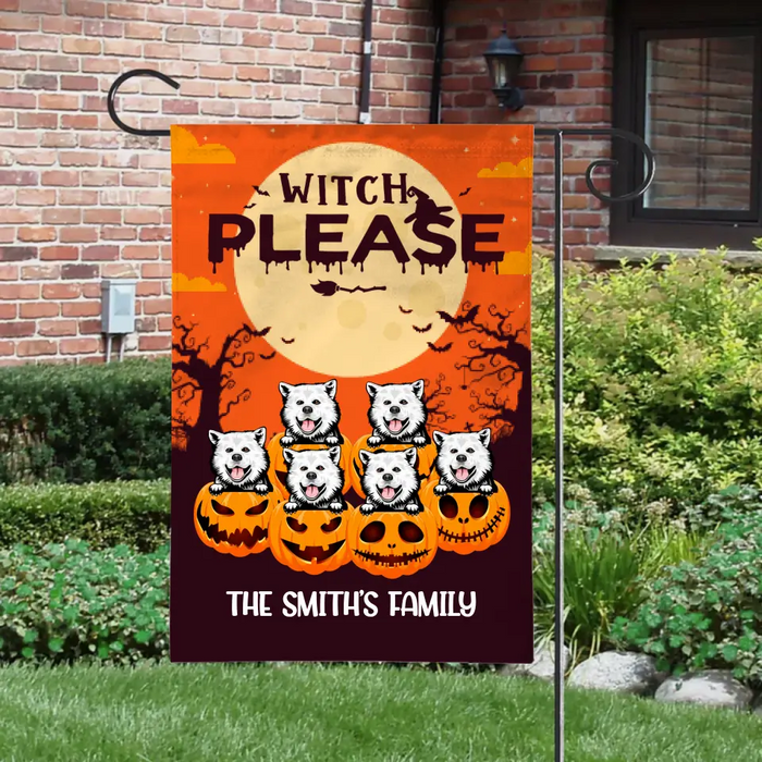 Personalized Garden Flag, Witch Please, Up To 6 Pets, Halloween Gift For Dog Lovers , Cat Lovers