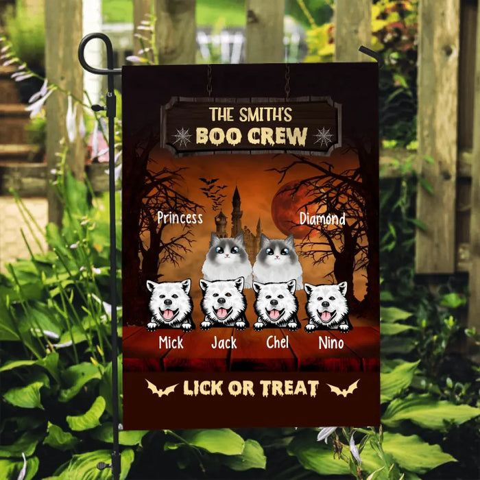 Personalized Garden Flag, Up To 6 Pets, Boo Crew Lick Or Treat - Halloween Gift, Gift For Dog Lovers, Cat Lovers