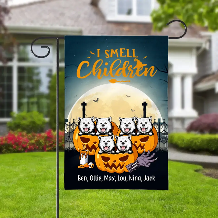 Personalized Garden Flag, Up To 6 Pets, I Smell Children, Halloween Gift For Dog Lovers, Cat Lovers