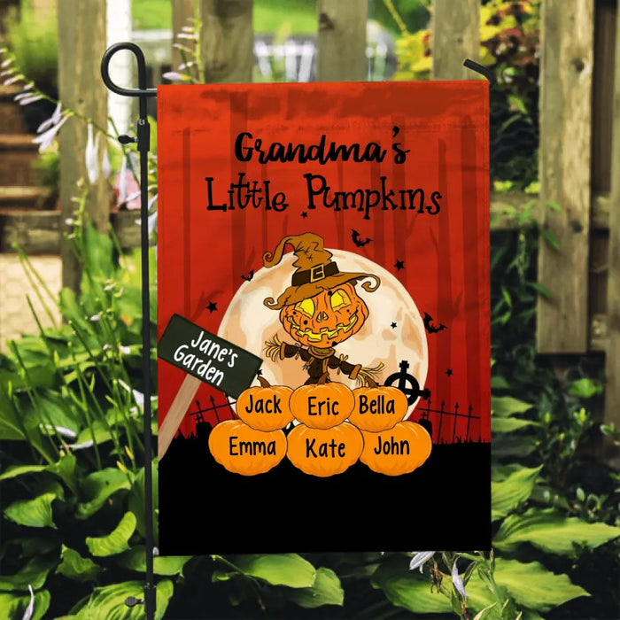 Personalized Garden Flag, Family Little Pumpkins, Halloween Gift, Gift for Grandmother, Grandfather, Whole Family