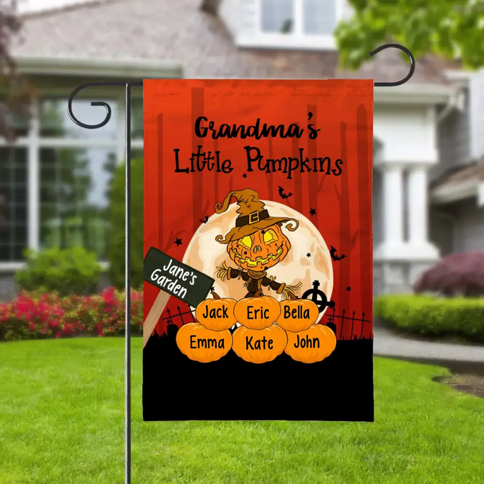 Personalized Garden Flag, Family Little Pumpkins, Halloween Gift, Gift for Grandmother, Grandfather, Whole Family