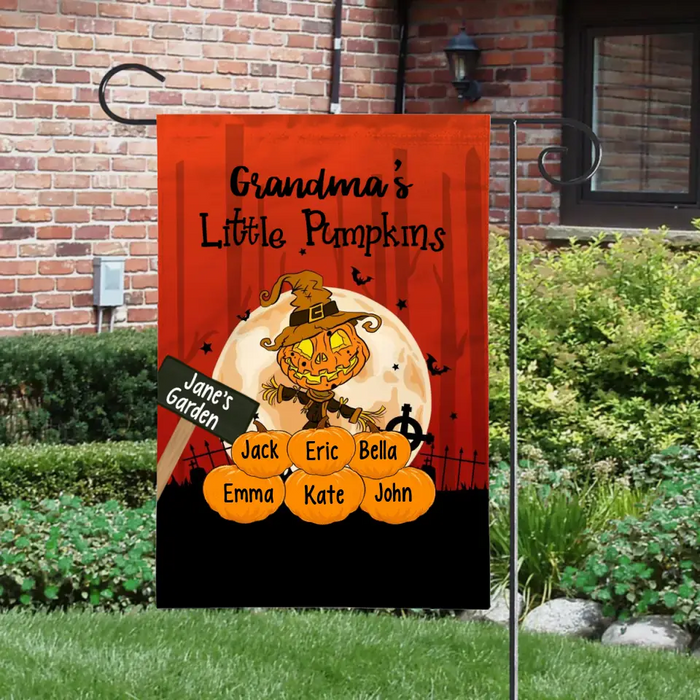 Personalized Garden Flag, Family Little Pumpkins, Halloween Gift, Gift for Grandmother, Grandfather, Whole Family