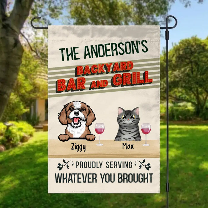 Personalized Garden Flag, Family Backyard Barr & Grill Pet, Gift for Drink Lover, Family