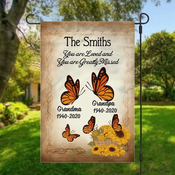 Personalized Garden Flag, Butterfly Family, Memorial Gift for Family