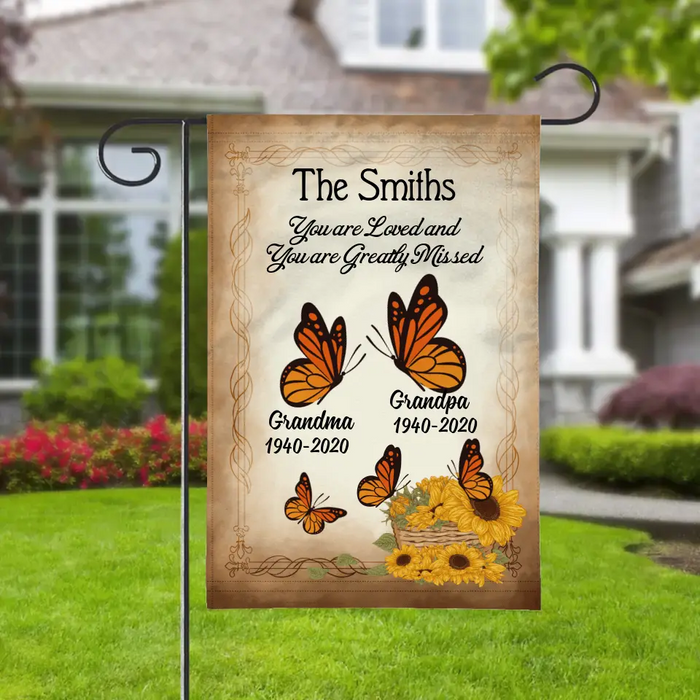 Personalized Garden Flag, Butterfly Family, Memorial Gift for Family