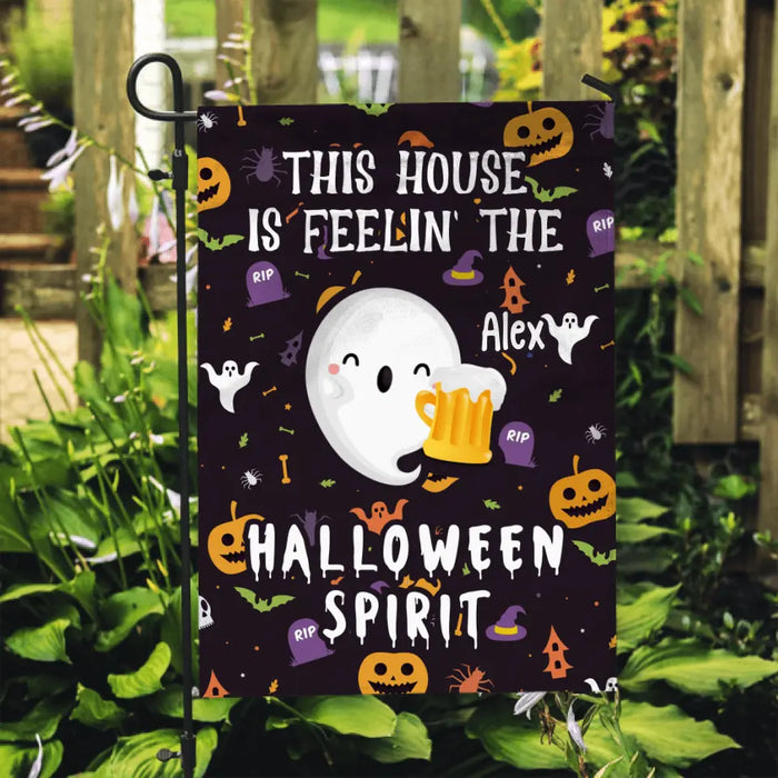 Personalized Garden Flag, Up To 6 Ghosts, This House Is Feeling The Halloween Spirit, Halloween And Beer, Gift For Beer Lovers