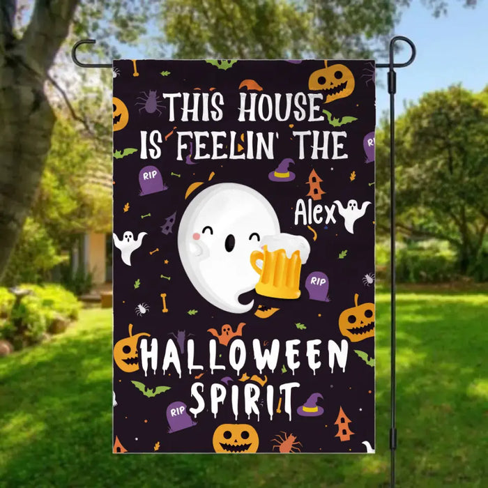 Personalized Garden Flag, Up To 6 Ghosts, This House Is Feeling The Halloween Spirit, Halloween And Beer, Gift For Beer Lovers