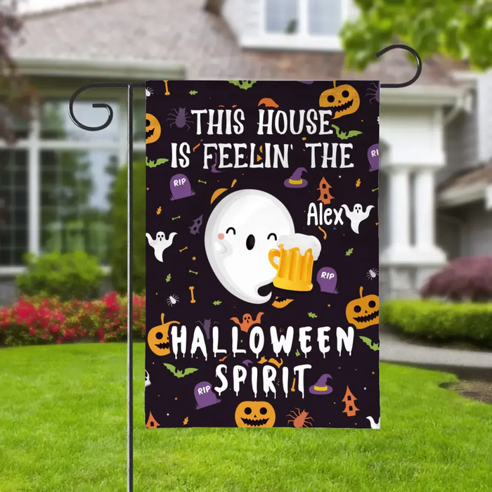 Personalized Garden Flag, Up To 6 Ghosts, This House Is Feeling The Halloween Spirit, Halloween And Beer, Gift For Beer Lovers