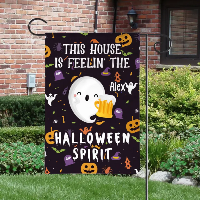 Personalized Garden Flag, Up To 6 Ghosts, This House Is Feeling The Halloween Spirit, Halloween And Beer, Gift For Beer Lovers